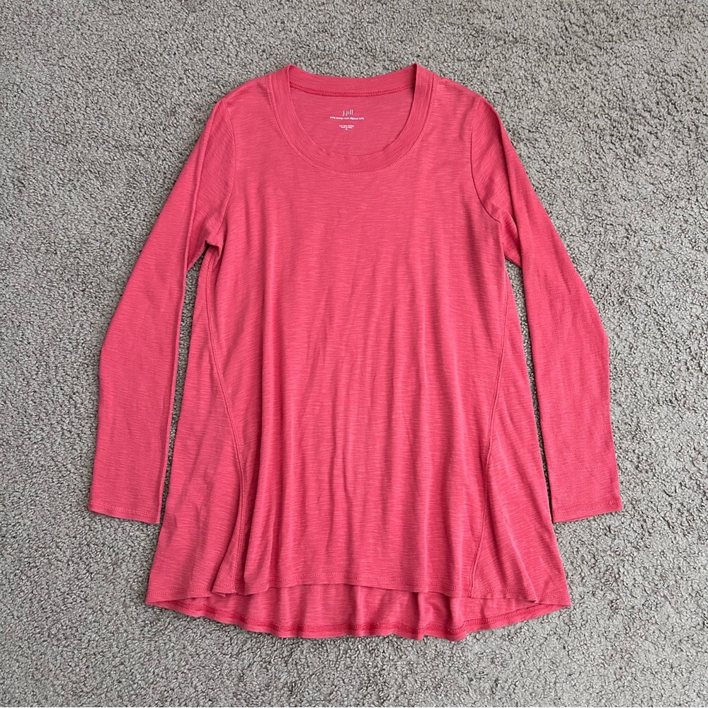 J.Jill Pima Scoop Neck Elliptical Tunic Top Womens M Coral Pink